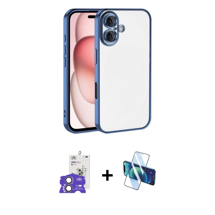 MARSİLYAN™- iPhone 17 Kılıf Vadi Minimal - Siyah 3D Antistatik Seramik Nano Ekran Koruyucu + Bilvis Titan Kamera Lens - AKYL