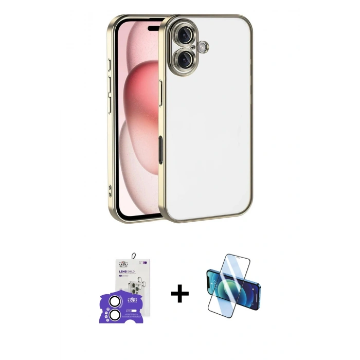 MARSİLYAN™- iPhone 17 Kılıf Vadi Minimal - Siyah 3D Antistatik Seramik Nano Ekran Koruyucu + Bilvis Titan Kamera Lens - GS