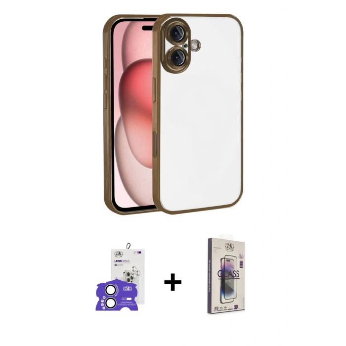 MARSİLYAN™- iPhone 17 Kılıf Vadi Minimal - Siyah Bilvis 3D Cam Ekran Koruyucu + Bilvis Titan Kamera Lens - AKYL