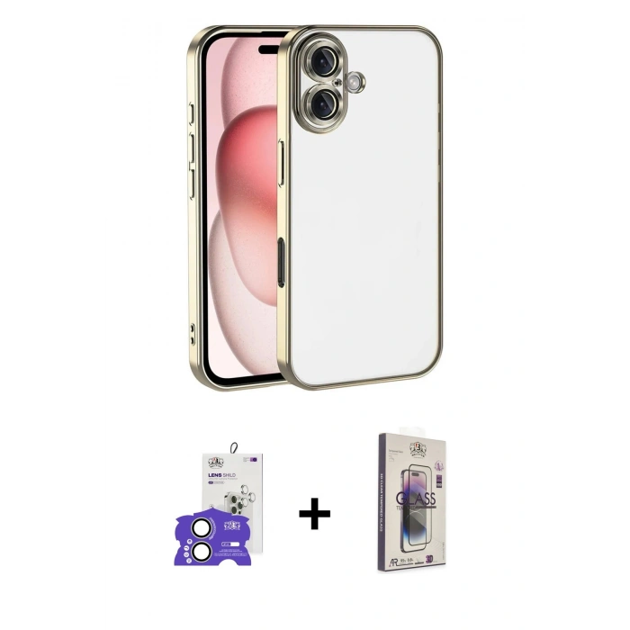 MARSİLYAN™- iPhone 17 Kılıf Vadi Minimal - Siyah Bilvis 3D Cam Ekran Koruyucu + Bilvis Titan Kamera Lens - AKYL