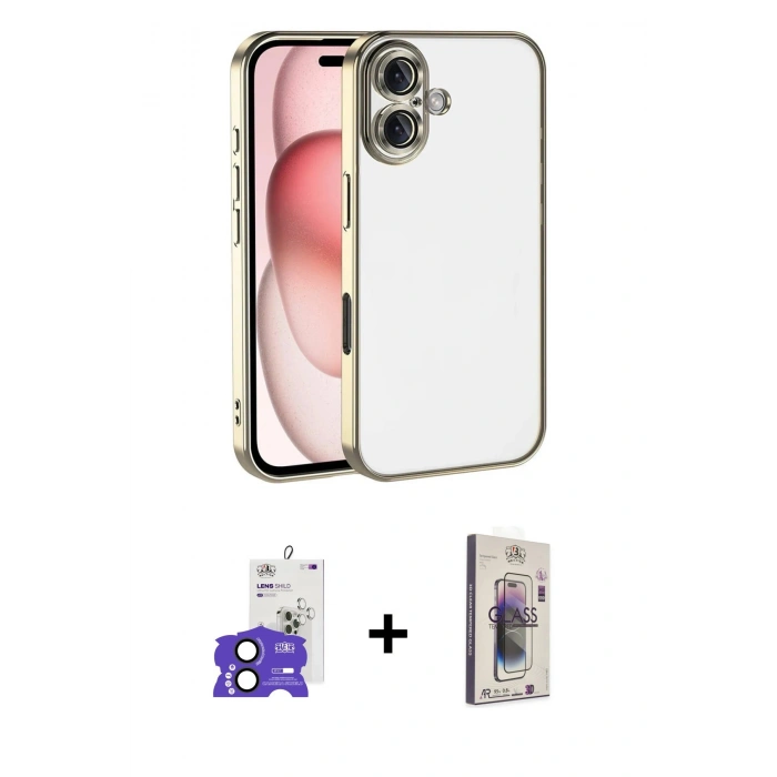 MARSİLYAN™- iPhone 17 Kılıf Vadi Minimal - Siyah Bilvis 3D Cam Ekran Koruyucu + Bilvis Titan Kamera Lens - SH