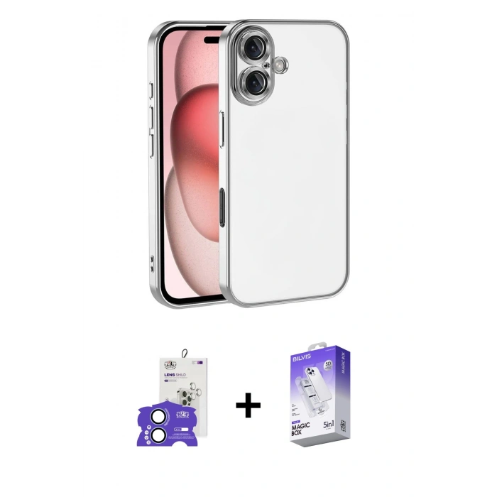 MARSİLYAN™- iPhone 17 Kılıf Vadi Minimal - Siyah Bilvis 5in1 3D Magic Cam Ekran Koruyucu + Bilvis Titan Kamera Lens - AKMI
