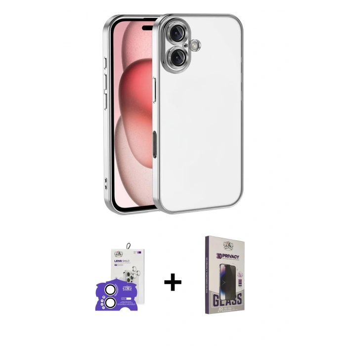 MARSİLYAN™- iPhone 17 Kılıf Vadi Minimal - Siyah Bilvis Hayalet Cam Ekran Koruyucu + Bilvis Titan Kamera Lens - GS