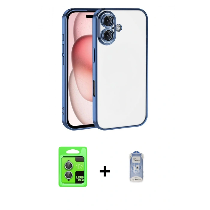MARSİLYAN™- iPhone 17 Kılıf Vadi Minimal - Siyah Joko Magic 5D Cam + Raze Metal Kamera Lens - AKMI
