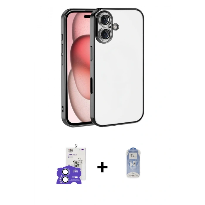 MARSİLYAN™- iPhone 17 Kılıf Vadi Minimal - Siyah Joko Magic 5D Cam + Bilvis Titan Kamera Lens - AKMI