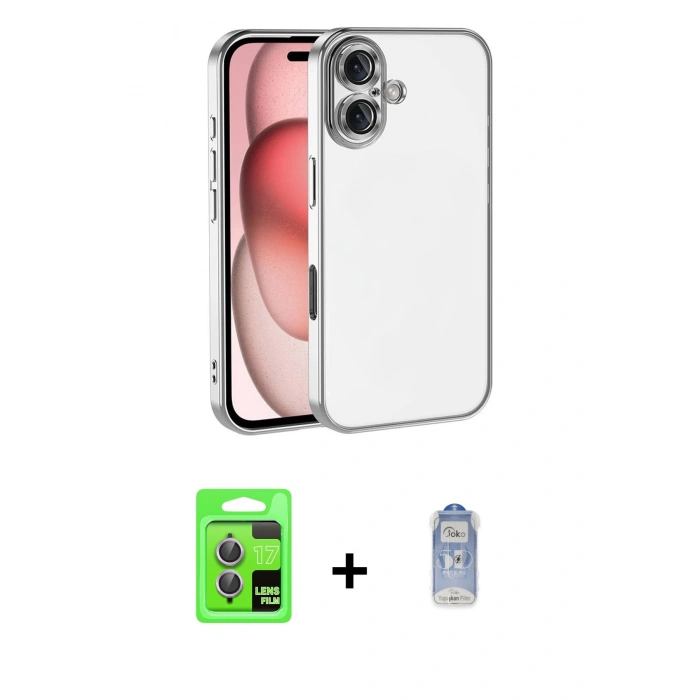 MARSİLYAN™- iPhone 17 Kılıf Vadi Minimal - Siyah Joko Magic 5D Cam + Raze Metal Kamera Lens - AKMR