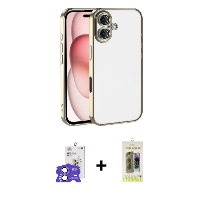 MARSİLYAN™- iPhone 17 Kılıf Vadi Minimal - Siyah Joko Magic 5D Hayalet Cam + Bilvis Titan Kamera Lens - AKMI