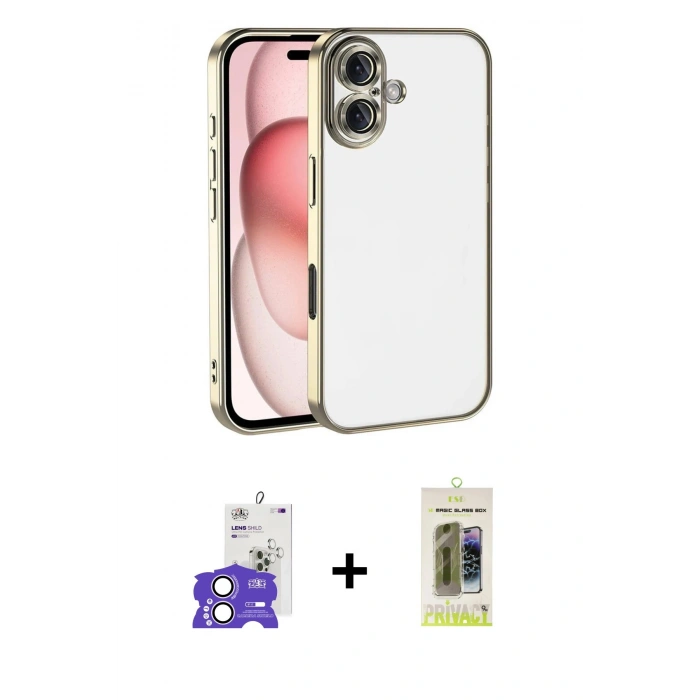 MARSİLYAN™- iPhone 17 Kılıf Vadi Minimal - Siyah Joko Magic 5D Hayalet Cam + Bilvis Titan Kamera Lens - LA