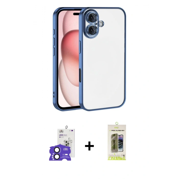 MARSİLYAN™- iPhone 17 Kılıf Vadi Minimal - Siyah Joko Magic 5D Hayalet Cam + Bilvis Titan Kamera Lens - SH