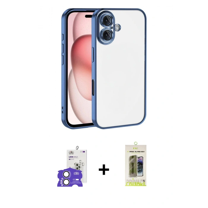 MARSİLYAN™- iPhone 17 Kılıf Vadi Minimal - Siyah Joko Magic 5D Hayalet Cam + Bilvis Titan Kamera Lens - LA