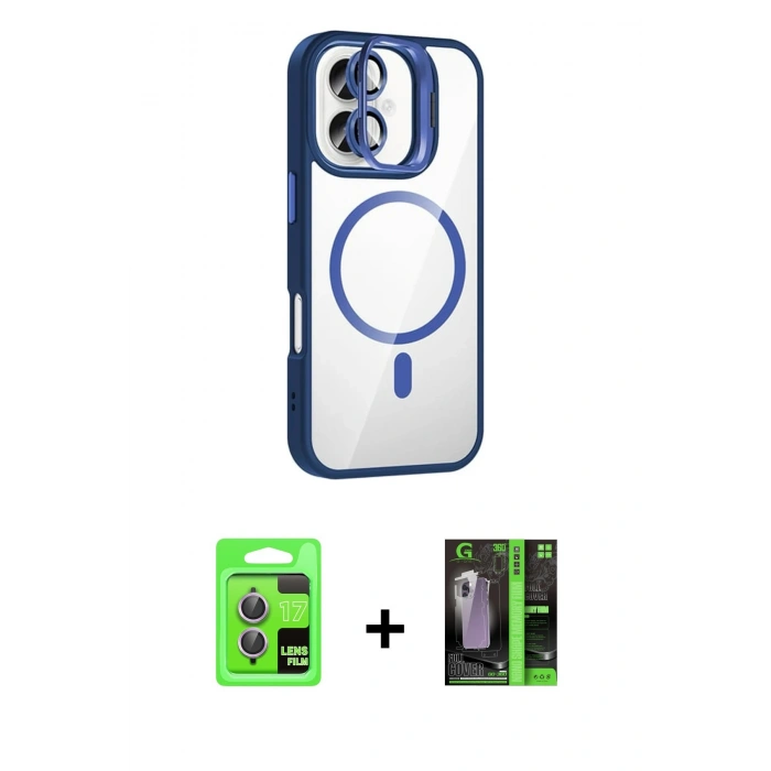 MARSİLYAN™- iPhone 17 Kılıf Yadigar Asil Koleksiyonu - Şeffaf 360 Full Body Arka Koruyucu + Raze Metal Kamera Lens - AKMR