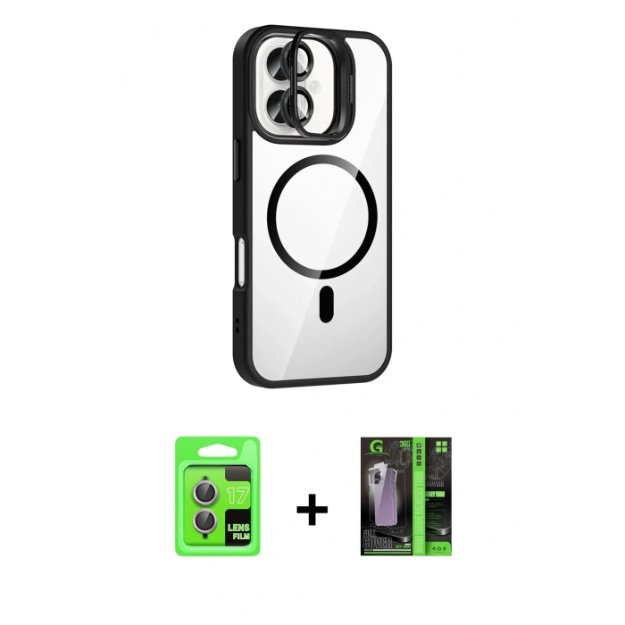 MARSİLYAN™- iPhone 17 Kılıf Yadigar Asil Koleksiyonu - Şeffaf 360 Full Body Arka Koruyucu + Raze Metal Kamera Lens - AKMR