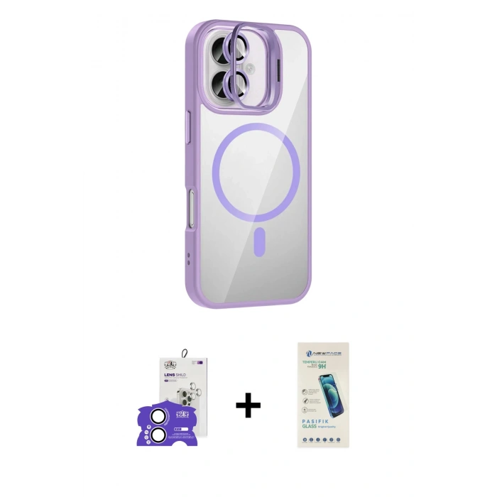 MARSİLYAN™- iPhone 17 Kılıf Yadigar Asil Koleksiyonu - Şeffaf Pasifik Cam Ekran Koruyucu + Bilvis Titan Kamera Lens - LA