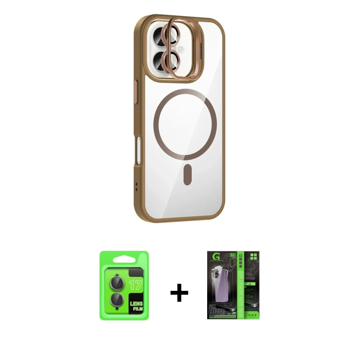MARSİLYAN™- iPhone 17 Kılıf Yadigar Asil Koleksiyonu - Siyah 360 Mat Full Body Arka Koruyucu + Raze Metal Kamera Lens - GI