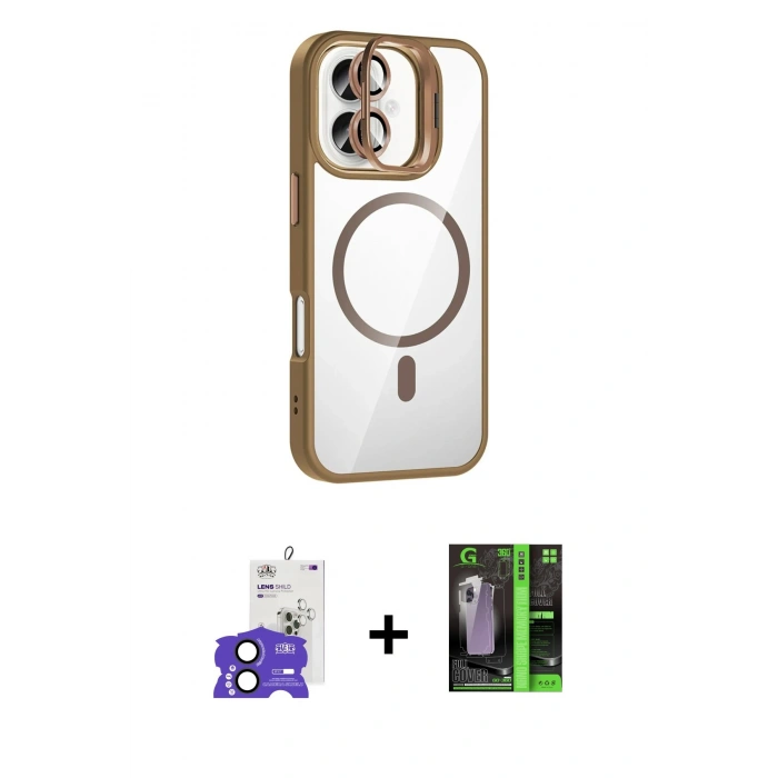 MARSİLYAN™- iPhone 17 Kılıf Yadigar Asil Koleksiyonu - Siyah 360 Mat Full Body Arka Koruyucu + Bilvis Titan Kamera Lens - SH