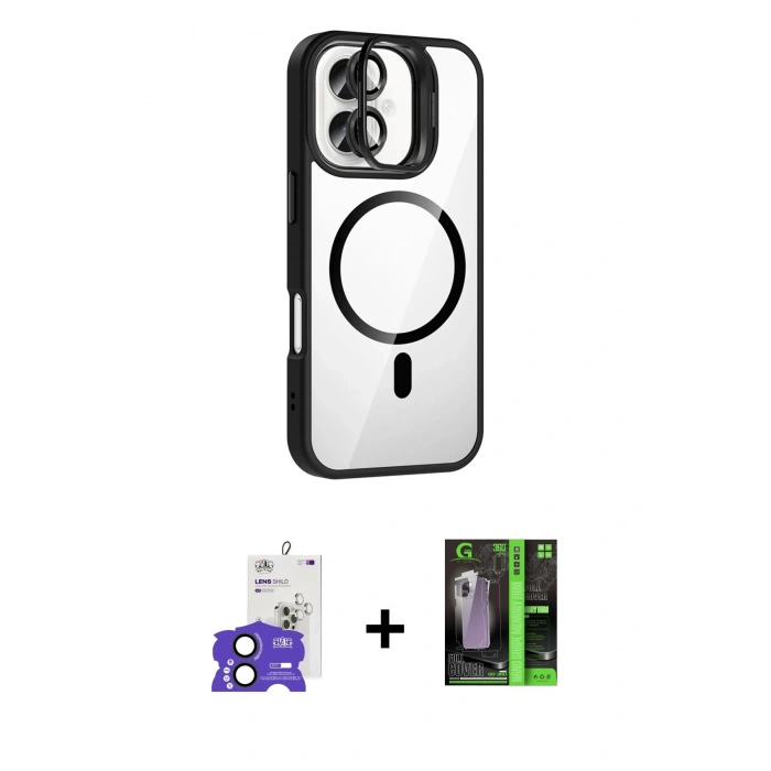 MARSİLYAN™- iPhone 17 Kılıf Yadigar Asil Koleksiyonu - Siyah 360 Mat Full Body Arka Koruyucu + Bilvis Titan Kamera Lens - SH