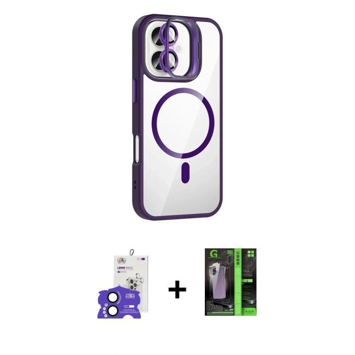 MARSİLYAN™- iPhone 17 Kılıf Yadigar Asil Koleksiyonu - Siyah 360 Mat Full Body Arka Koruyucu + Bilvis Titan Kamera Lens - SH