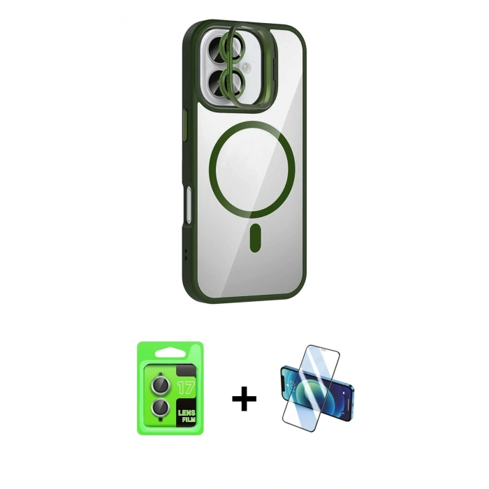 MARSİLYAN™- iPhone 17 Kılıf Yadigar Asil Koleksiyonu - Siyah 3D Antistatik Cam Ekran Koruyucu + Raze Metal Kamera Lens - AKYL