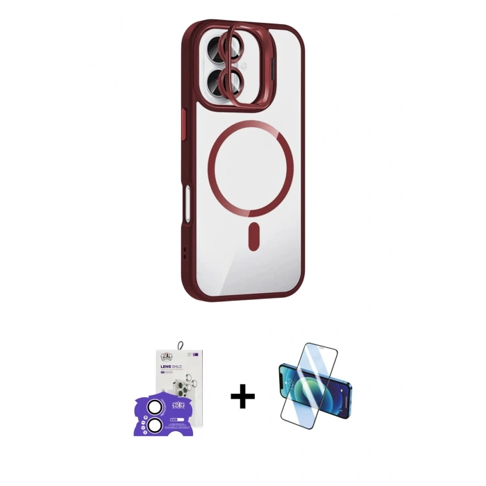 MARSİLYAN™- iPhone 17 Kılıf Yadigar Asil Koleksiyonu - Siyah 3D Antistatik Cam Ekran Koruyucu + Bilvis Titan Kamera Lens - LA
