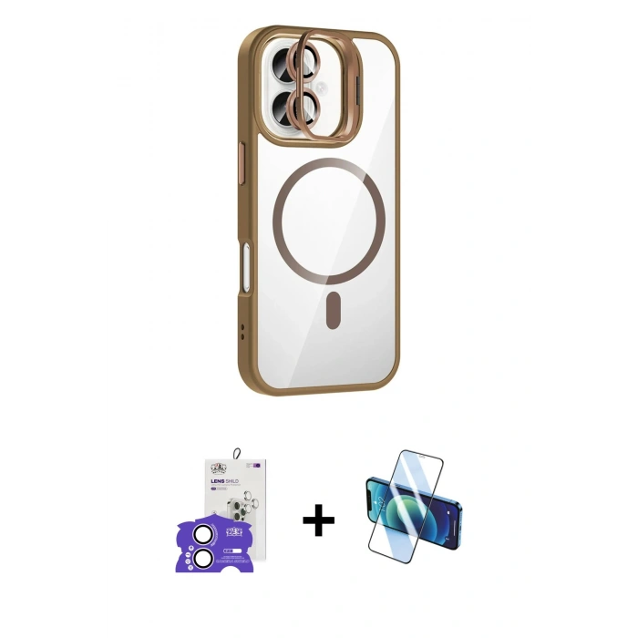 MARSİLYAN™- iPhone 17 Kılıf Yadigar Asil Koleksiyonu - Siyah 3D Antistatik Cam Ekran Koruyucu + Bilvis Titan Kamera Lens - LA