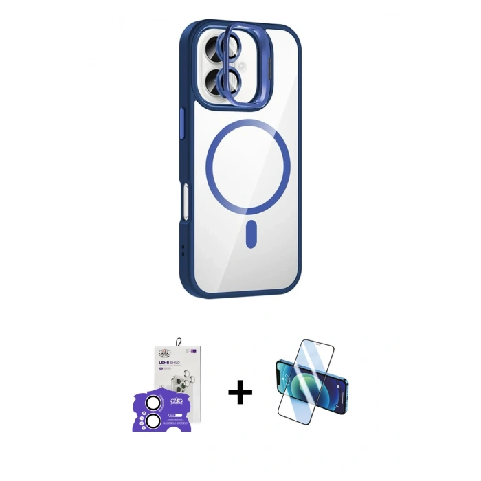 MARSİLYAN™- iPhone 17 Kılıf Yadigar Asil Koleksiyonu - Siyah 3D Antistatik Cam Ekran Koruyucu + Bilvis Titan Kamera Lens - LA