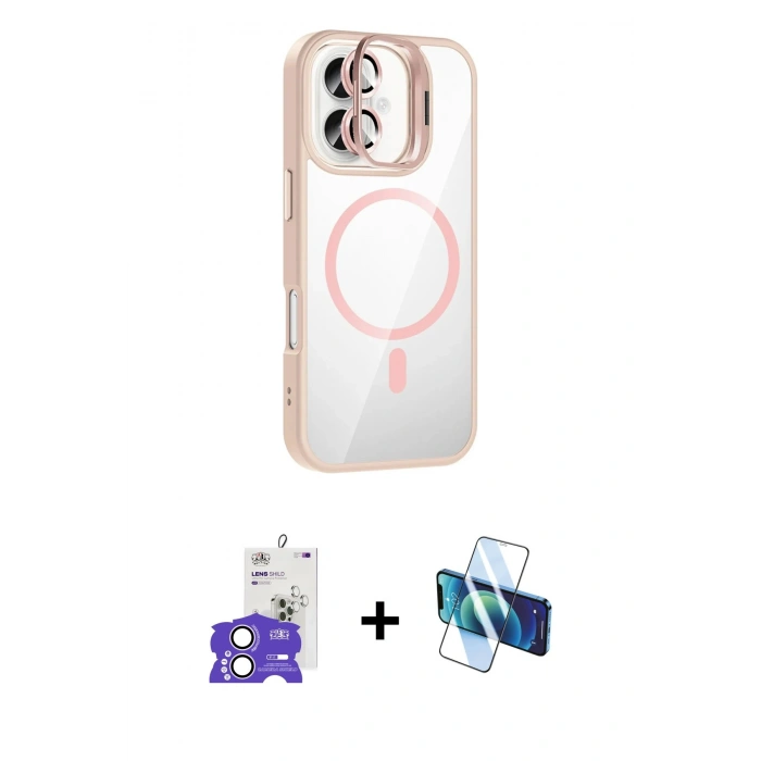 MARSİLYAN™- iPhone 17 Kılıf Yadigar Asil Koleksiyonu - Siyah 3D Antistatik Cam Ekran Koruyucu + Bilvis Titan Kamera Lens - LA