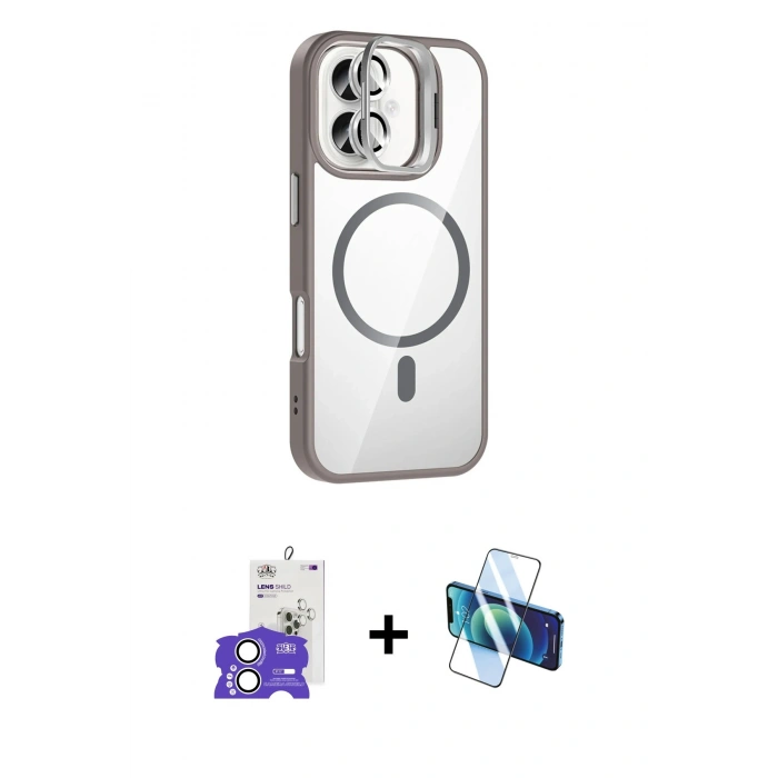 MARSİLYAN™- iPhone 17 Kılıf Yadigar Asil Koleksiyonu - Siyah 3D Antistatik Cam Ekran Koruyucu + Bilvis Titan Kamera Lens - GS