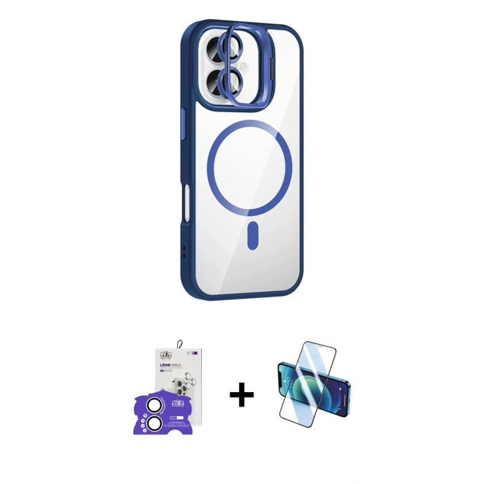 MARSİLYAN™- iPhone 17 Kılıf Yadigar Asil Koleksiyonu - Siyah 3D Antistatik Cam Ekran Koruyucu + Bilvis Titan Kamera Lens - GS