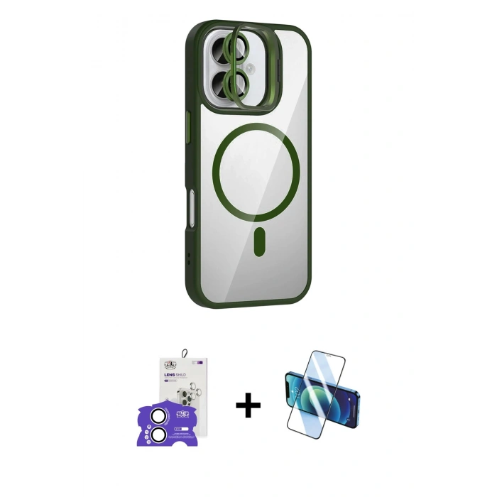 MARSİLYAN™- iPhone 17 Kılıf Yadigar Asil Koleksiyonu - Siyah 3D Antistatik Cam Ekran Koruyucu + Bilvis Titan Kamera Lens - GS