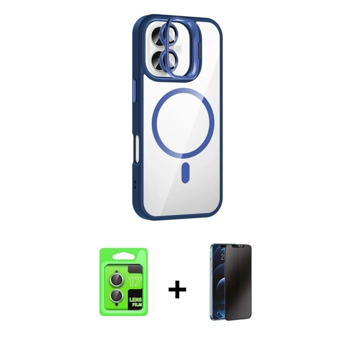 MARSİLYAN™- iPhone 17 Kılıf Yadigar Asil Koleksiyonu - Siyah 3D Antistatik Hayalet Cam Ekran Koruyucu + Raze Metal Kamera Lens - AKYL