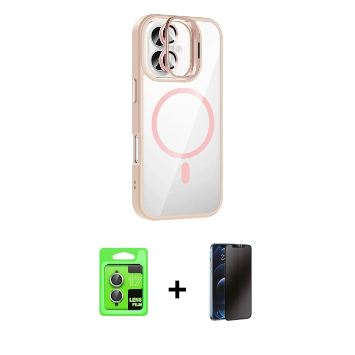 MARSİLYAN™- iPhone 17 Kılıf Yadigar Asil Koleksiyonu - Siyah 3D Antistatik Hayalet Cam Ekran Koruyucu + Raze Metal Kamera Lens - AKYL