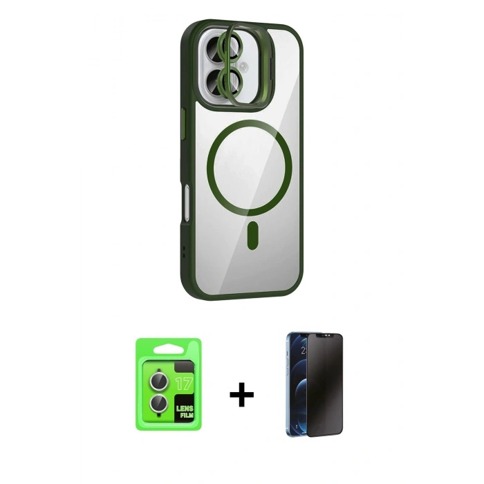 MARSİLYAN™- iPhone 17 Kılıf Yadigar Asil Koleksiyonu - Siyah 3D Antistatik Hayalet Cam Ekran Koruyucu + Raze Metal Kamera Lens - GS