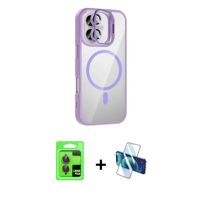 MARSİLYAN™- iPhone 17 Kılıf Yadigar Asil Koleksiyonu - Siyah 3D Antistatik Seramik Nano Ekran Koruyucu + Raze Metal Kamera Lens - GI