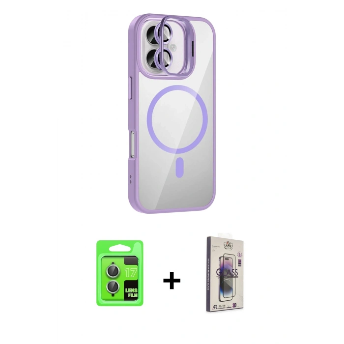 MARSİLYAN™- iPhone 17 Kılıf Yadigar Asil Koleksiyonu - Siyah Bilvis 3D Cam Ekran Koruyucu + Raze Metal Kamera Lens - AKYL