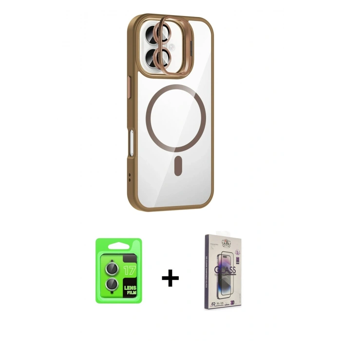 MARSİLYAN™- iPhone 17 Kılıf Yadigar Asil Koleksiyonu - Siyah Bilvis 3D Cam Ekran Koruyucu + Raze Metal Kamera Lens - AKYL