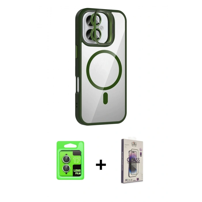 MARSİLYAN™- iPhone 17 Kılıf Yadigar Asil Koleksiyonu - Siyah Bilvis 3D Cam Ekran Koruyucu + Raze Metal Kamera Lens - AKYL