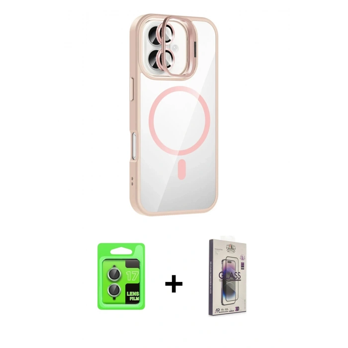 MARSİLYAN™- iPhone 17 Kılıf Yadigar Asil Koleksiyonu - Siyah Bilvis 3D Cam Ekran Koruyucu + Raze Metal Kamera Lens - AKYL