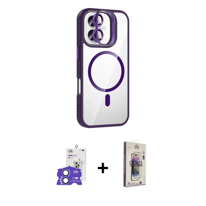MARSİLYAN™- iPhone 17 Kılıf Yadigar Asil Koleksiyonu - Siyah Bilvis 3D Cam Ekran Koruyucu + Bilvis Titan Kamera Lens - AKMI