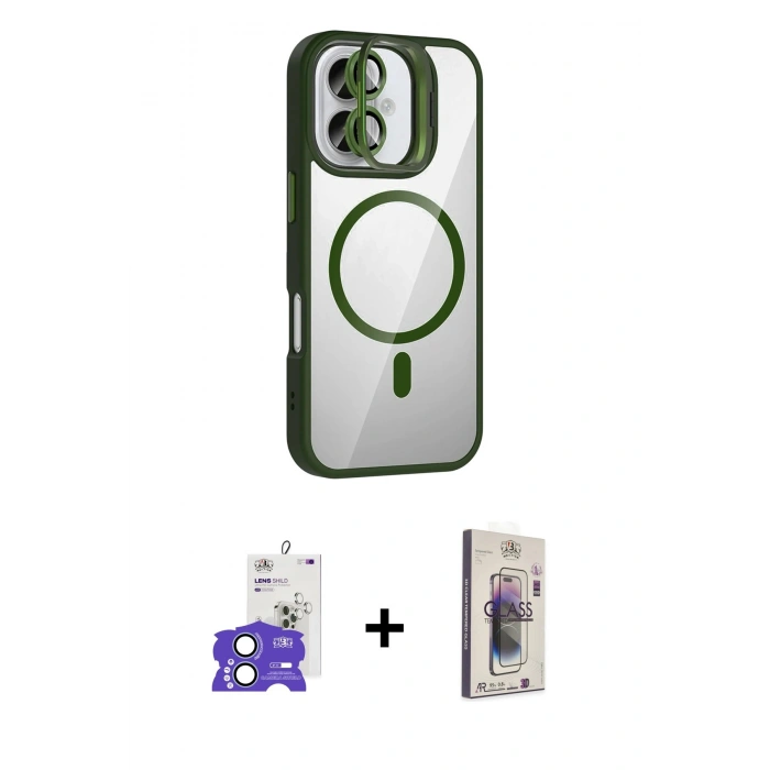 MARSİLYAN™- iPhone 17 Kılıf Yadigar Asil Koleksiyonu - Siyah Bilvis 3D Cam Ekran Koruyucu + Bilvis Titan Kamera Lens - AKMI