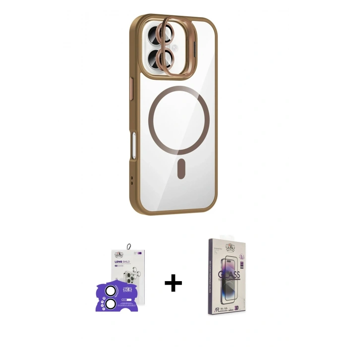 MARSİLYAN™- iPhone 17 Kılıf Yadigar Asil Koleksiyonu - Siyah Bilvis 3D Cam Ekran Koruyucu + Bilvis Titan Kamera Lens - AKMI