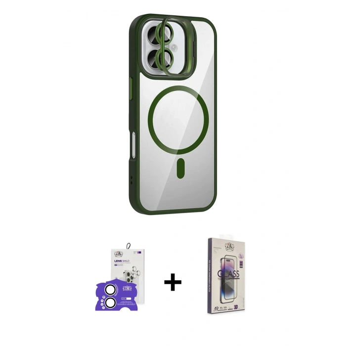 MARSİLYAN™- iPhone 17 Kılıf Yadigar Asil Koleksiyonu - Siyah Bilvis 3D Cam Ekran Koruyucu + Bilvis Titan Kamera Lens - GS