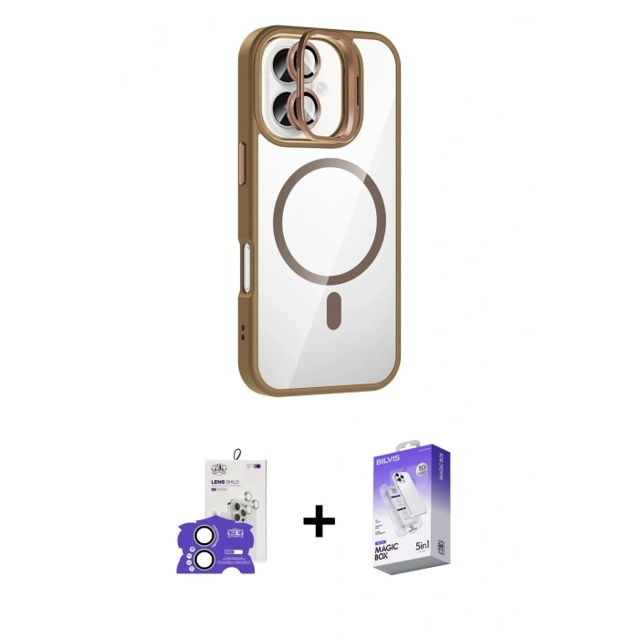 MARSİLYAN™- iPhone 17 Kılıf Yadigar Asil Koleksiyonu - Siyah Bilvis 5in1 3D Magic Cam Ekran Koruyucu + Bilvis Titan Kamera Lens - AKYL