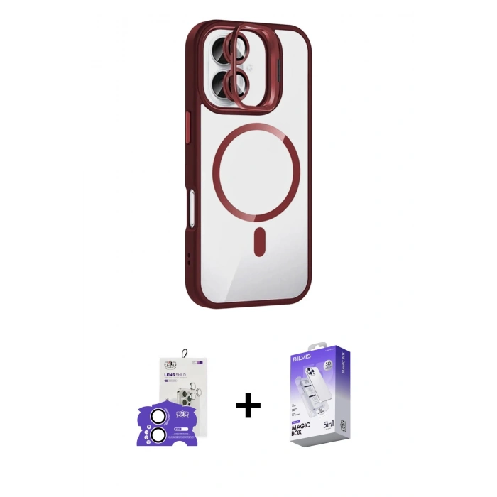 MARSİLYAN™- iPhone 17 Kılıf Yadigar Asil Koleksiyonu - Siyah Bilvis 5in1 3D Magic Cam Ekran Koruyucu + Bilvis Titan Kamera Lens - LA