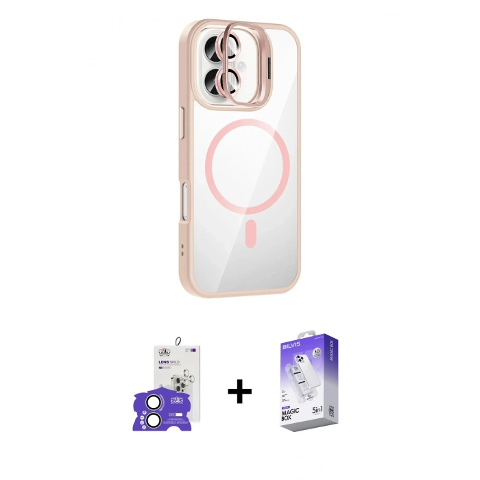 MARSİLYAN™- iPhone 17 Kılıf Yadigar Asil Koleksiyonu - Siyah Bilvis 5in1 3D Magic Cam Ekran Koruyucu + Bilvis Titan Kamera Lens - AKYL