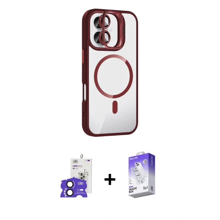 MARSİLYAN™- iPhone 17 Kılıf Yadigar Asil Koleksiyonu - Siyah Bilvis 5in1 3D Magic Cam Ekran Koruyucu + Bilvis Titan Kamera Lens - SH