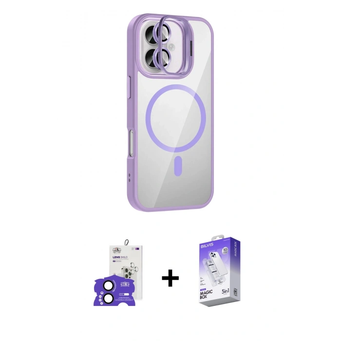 MARSİLYAN™- iPhone 17 Kılıf Yadigar Asil Koleksiyonu - Siyah Bilvis 5in1 3D Magic Cam Ekran Koruyucu + Bilvis Titan Kamera Lens - SH