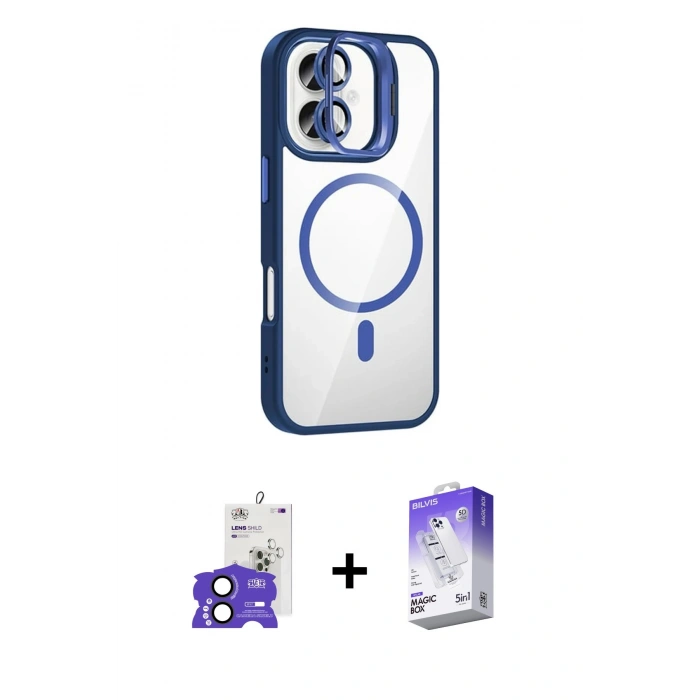 MARSİLYAN™- iPhone 17 Kılıf Yadigar Asil Koleksiyonu - Siyah Bilvis 5in1 3D Magic Cam Ekran Koruyucu + Bilvis Titan Kamera Lens - SH