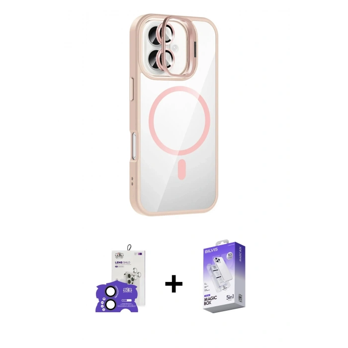 MARSİLYAN™- iPhone 17 Kılıf Yadigar Asil Koleksiyonu - Siyah Bilvis 5in1 3D Magic Cam Ekran Koruyucu + Bilvis Titan Kamera Lens - SH