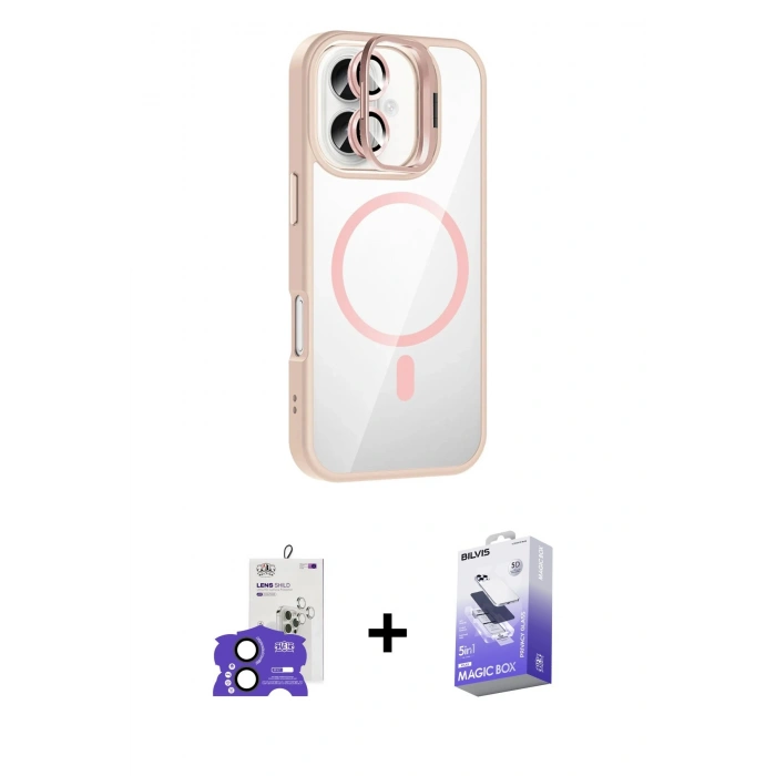 MARSİLYAN™- iPhone 17 Kılıf Yadigar Asil Koleksiyonu - Siyah Bilvis 5in1 5D Magic Hayalet Cam Ekran Koruyucu + Bilvis Titan Kamera Lens - SH