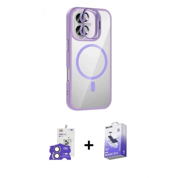 MARSİLYAN™- iPhone 17 Kılıf Yadigar Asil Koleksiyonu - Siyah Bilvis 5in1 5D Magic Hayalet Cam Ekran Koruyucu + Bilvis Titan Kamera Lens - AKYL